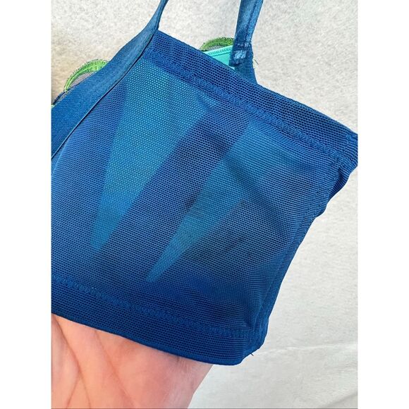 CACIQUE Intimates Bra Size 38DD Blue Green Push Up Embroidered Leaf w/ Underwire - Picture 3 of 10